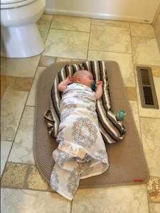 Rule #1 of parenting: do not wake a sleeping baby, no matter where they are.