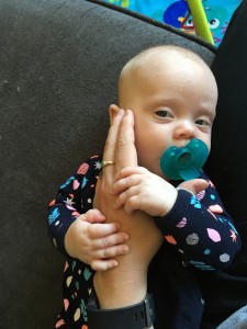 Emily is conducting exhaustive research on Mommy's hand now.