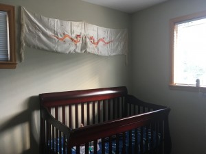 Finally starting to do a little decorating of the nursery! This was supposed to happen after I finished work and before the due date. Right! It's never too late.